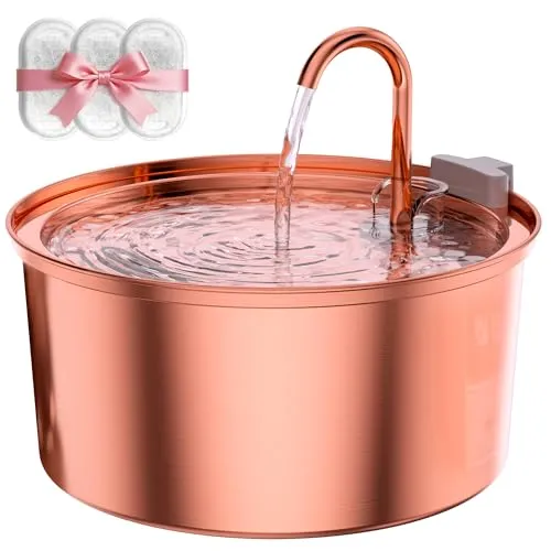 Tomxcute Edelstahl Katzenbrunnen 3,2L