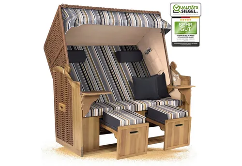 Strandkorb Hanse Strandkorb Strandkorb Ostsee XXL 2,5-Sitzer Volllieger Beige Anthrazit, BxTxH: 150x80x160 cm, Ostsee XXL Volllieger, Ostsee 2,5-Sitzer Modell 2025, Stabiles Wacholder mit handgefertigtem Polyrattangeflecht