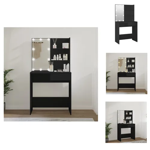 vidaXL Schminktisch mit LED-Leuchten Schwarz 74,5x40x141 cm - Schminktische