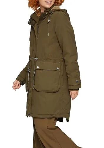 QS Damen Parka 2149879, Größe 42 - Funktionsjacke mit Stehkragen und fixierter Kapuze, ideal für wechselhaftes Wetter und bietet einen lässigen Loose Fit für optimalen Tragekomfort.