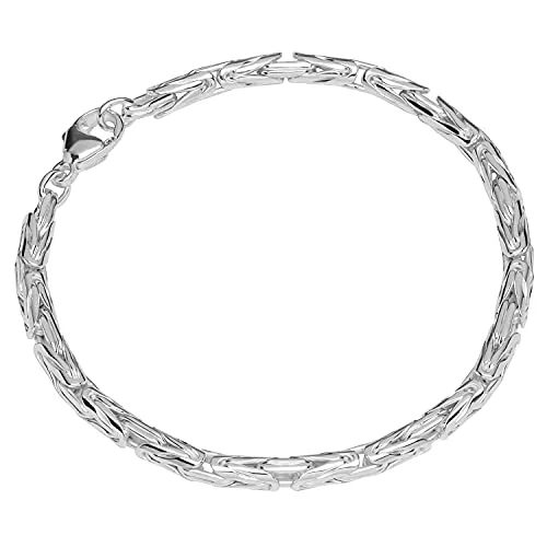 NKlaus Silber Armband Herren und Damen 925-19 cm - Sterling Königskette - gedrückt Armkette oval Echt Sterlingsilber - Unisex - 3.82mm breit 12391