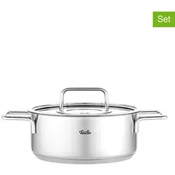 Fissler Pure Collection Edelstahl-Bratentopf Ø 24 cm - Kochtöpfe mit 3,9L Volumen, hergestellt aus 90% recyceltem Edelstahl und mit integrierter Mess-Skala für einfaches Kochen – geeignet für alle Herdarten, inklusive Induktion.