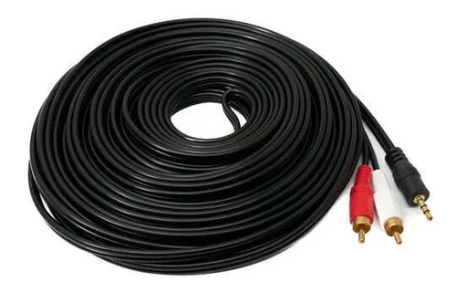 Cinch 2 RCA Kabel 15 m Stecker zu AUX 3,5 mm Klinke Stecker Stereo AV in Schwarz