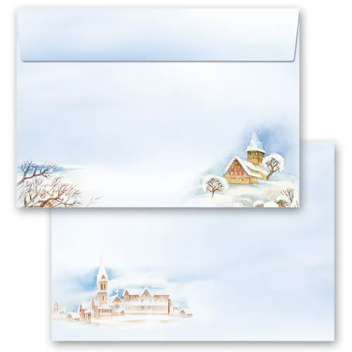 Motiv-Briefumschläge WINTERLANDSCHAFT in blau von Paper-Media