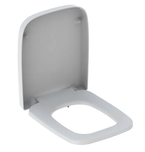 Geberit Renova Plan WC-Sitz 572120000 - WC-Sitz mit eleganter weiss Oberfläche, stabilen Metallscharniere und praktischer Absenkautomatik für leisen Gebrauch.