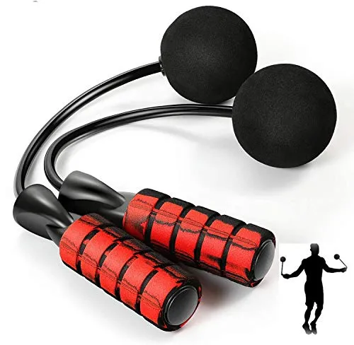 CYWQ Gewichtetes schnurloses Springseil, verwicklungsfreies Übungs-Springseil (rot, EVA-Schaum-Griff, PVC-Körper), verstellbare Länge für Fitness, Boxen, MMA, Cross-Training