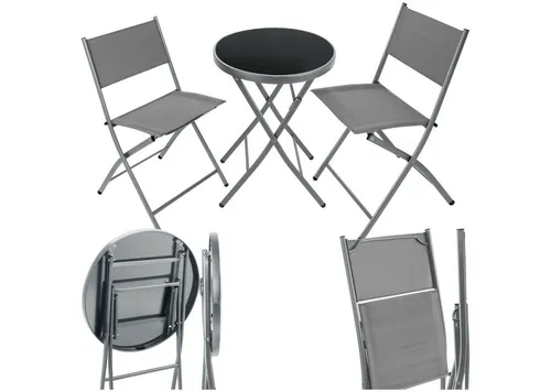 tectake Bistro-Set Essgruppe 3-tlg. in grau von tectake