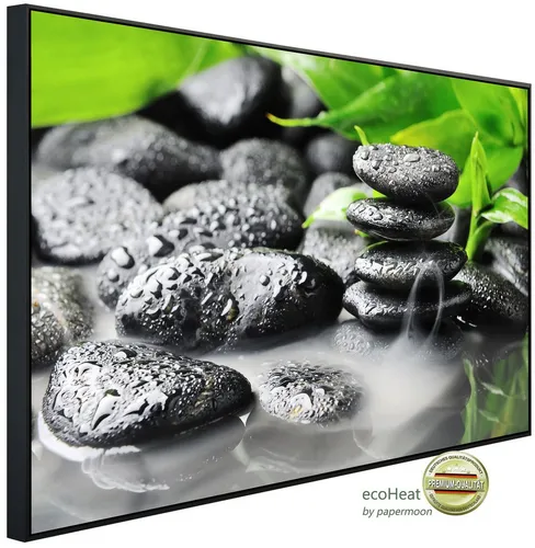 Papermoon Infrarotheizung INFRAROT-BILD-HEIZUNG mit Zen-Basaltsteinen - Elegante Infrarotheizung mit einzigartigem Zen-Basaltsteine-Motiv, TÜV-zertifiziert. Bietet effiziente Strahlungswärme für komfortable Wohlfühltemperaturen in Innenräumen.