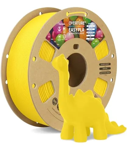 OVERTURE Easy PLA 1.75 mm 3D Druckerfilament, 1kg (2.2 lbs), Verstärkt Zähigkeit PLA, Maßgenauigkeit +/- 0,02 mm (Easy Gelb)