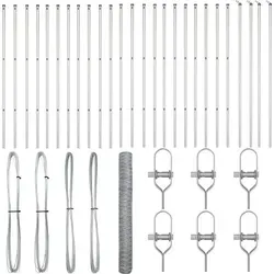 vidaXL Zaun mit Pfosten Silber 1.2 x 50 m - Gartenzäune aus PVC-beschichtetem Stahl, wetterfest und rostbeständig, ideal für die sichere Abgrenzung von Gärten und Haustieren.