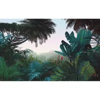 Komar Vlies Fototapete - Jungle Morning 400 x 250 cm - Tapete mit Dschungelmotiv, ideal für Wohnzimmer und Schlafzimmer. Hochwertiges, umweltfreundliches Vlies, lichtbeständige Farben, MADE IN GERMANY.