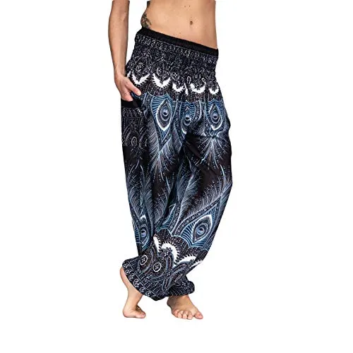 Mienloco Damen und Herren Haremshose Aladinhose Pumphose (S/M bis 1,70m, Schwarz)