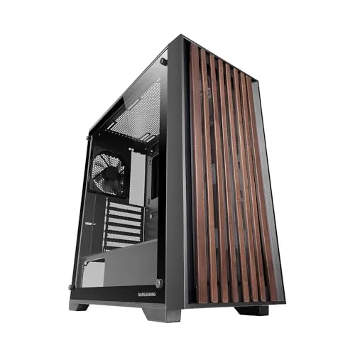 Mars Gaming MC-Wood ATX-PC-Gehäuse mit Holzfrontplatte und Glas-Seitenteil