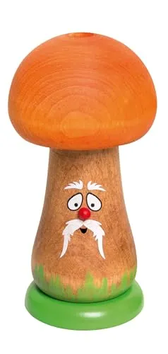 Kuhnert Drechslerei Rauchfigur - Orangefarbener Rauchpilz mit Hut - Räucherstäbchenhalter aus Holz, modernes Design, ca. 12 cm hoch, ideal für Standard-Räucherkerzen, bringt ein Stück Natur und Freude in Ihr Zuhause, Made in Germany.