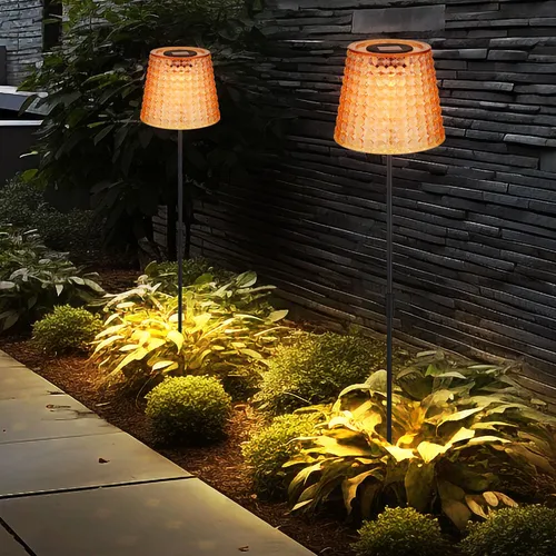 Gartenlampe Außenleuchte Solarleuchte Akku Erdspieß LED Kristalllampe H 60 cm 2x