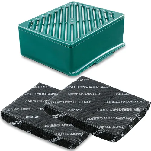 Hepa Filter und 2 x Aktiv Kohlefilter Filter passend für Vorwerk Tiger 251 252