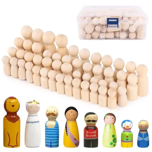 TNOMSNO Holzfiguren zum Bemalen, 50 Stück Unvollendete und Klein DIY Holzfiguren, Figuren zum Bemalen, Spielfiguren Holz, Holzkegel für Dekoration, Hochzeit, Weihnachten und Geburtstag