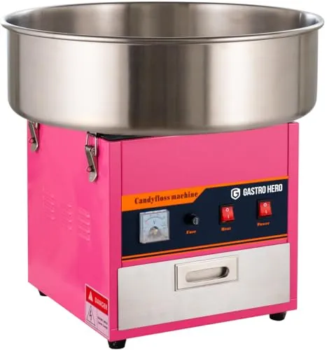 GastroHero Zuckerwattemaschine - Ø 520 mm - Zuckerwattemaschine für drinnen und draußen, zaubert in nur 5 Minuten köstliche Zuckerwatte. Ideal für Events und Feste, leicht aufzubauen und vielseitig einsetzbar.