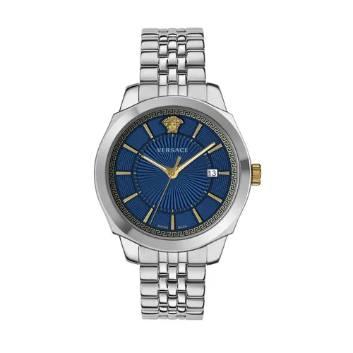 Versace VEV901523 Icon Classic Herrenuhr - Elegante Herrenarmbanduhr mit blauem Zifferblatt und robustem Edelstahlgehäuse. Wasserdicht bis 5 ATM und ausgestattet mit Saphirglas für optimale Langlebigkeit. Ideal für stilbewusste Männer.