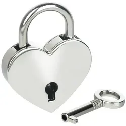 HMF Vorhängeschloss Deko Vorhängeschloss mit Schlüssel in Herzform, 5,9 x 5 x 0,8 cm, hübsches Deko Herzschloss, Silber silberfarben 5.9 cm