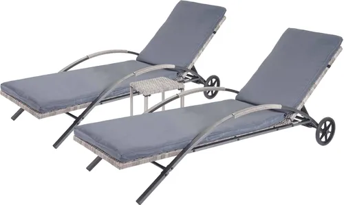 2er-Set Sonnenliege MCW-E27 - Relaxliege aus Poly-Rattan - Gartenliegen mit 5-facher Höhenverstellung und wasserabweisenden Bezügen. Ideal für entspannte Stunden auf Terrasse oder Balkon, pflegeleicht und stabil.