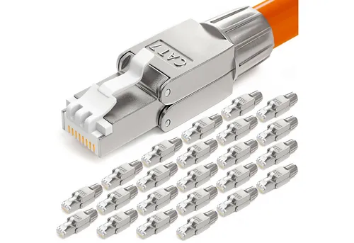 hb-digital 24x Netzwerkstecker CAT7 schmal RJ45 LSA STP Zinklegierung - Sonstige Elektroinstallationsartikel, geschirmter Netzwerkstecker CAT7 mit hervorragender Leistung und einfacher werkzeugloser Konfektionierung für DIY-Lösungen.