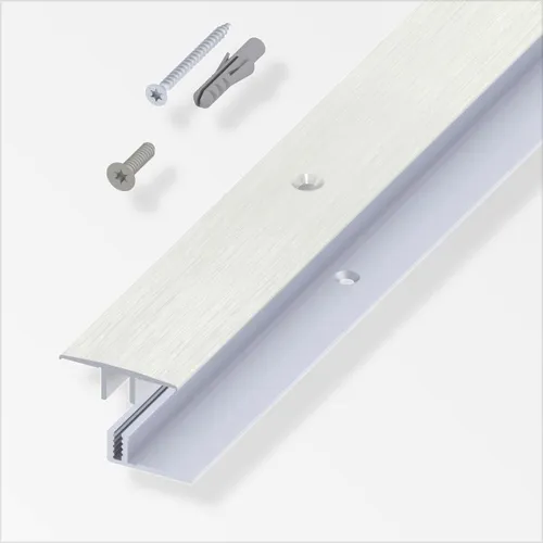 alfer Übergangs-Profil und Träger-Profil 1 m - Alu gebürstet - Dämmstoffe - Robustes Übergangs-Profil aus gebürstetem Aluminium, ideal für einen sauberen und stabilen Abschluss von Bodenbelägen.