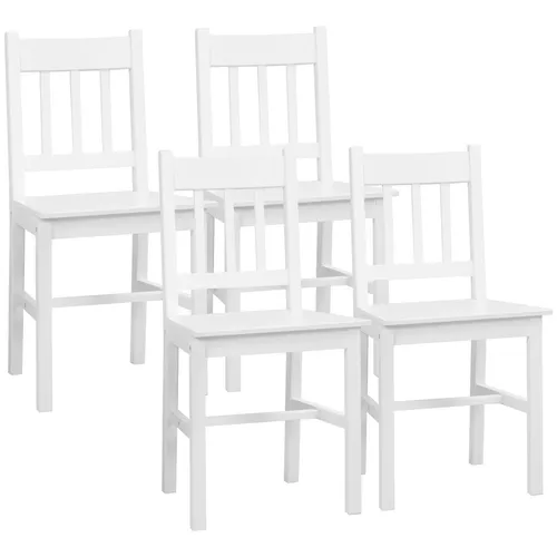 Esszimmerstuhl 4er Set aus Kiefernholz in Weiß