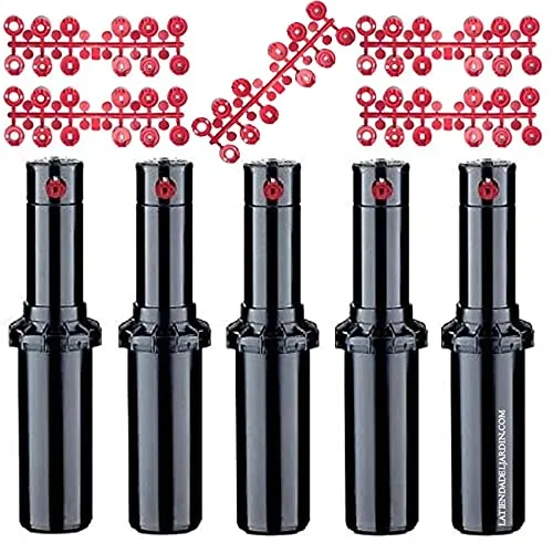 Suinga 5 Stück Sprinkler Hunter PGP ADJ - Bewässerungssysteme mit 5 Sprinklern, Reichweite von 6,4 bis 15,8 m und einstellbarem Bewässerungswinkel für effiziente automatische Gartenbewässerung.
