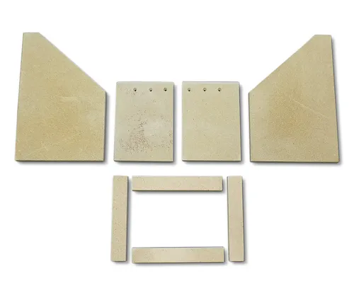 Feuerraumauskleidung B für Techfire Tambora 2 - Ersatzteile für Kaminöfen, 8-teiliges Set aus hochwertigem Vermiculite für optimale Wärmeisolierung und Langlebigkeit.