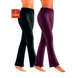 vivance active Jazzpants (2er-Pack) - Stretchhosen mit leicht ausgestelltem Bein, ideal für komfortable Loungewear. 1x in Beere, 1x in Schwarz, aus elastischem Material für perfekten Sitz und Bewegungsfreiheit.