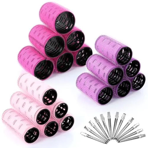 Cozary Lockenwickler, 31-teilige Lockenwickler Set mit Aluminiumkern, 18 selbsthaltende Wickler in 3 Größen (40mm, 30mm, 20mm) und 12 Clips und Kamm, Volumen & Styling ohne Hitze – für alle Haartypen