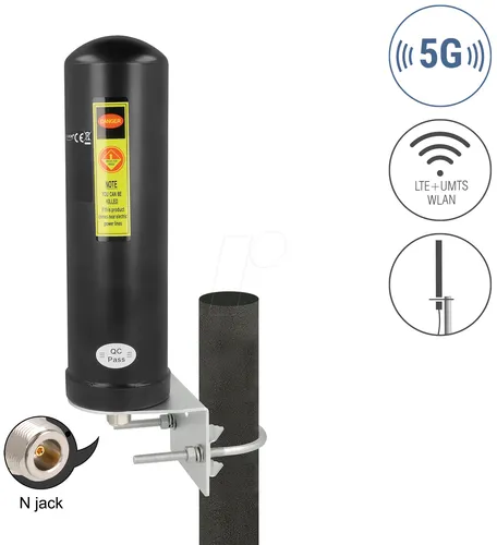 DELOCK 96093 - 5G LTE Antenne N Buchse - WLAN-Zubehör für Innen- und Außenbereich, bietet umfassende 5G Unterstützung mit breitem Frequenzspektrum für optimale Verbindungsgeschwindigkeiten.