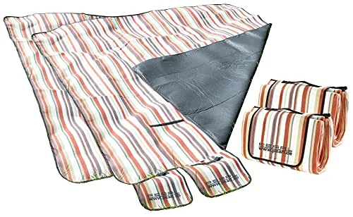 PEARL Campingdecke: 2er-Set Fleece-Picknick-Decken 200x175 cm, Wasserabweisende Unterseite (Picknick-Decke, wasserdicht, Outdoor-Fleecedecke, wasserdichte Taschen)