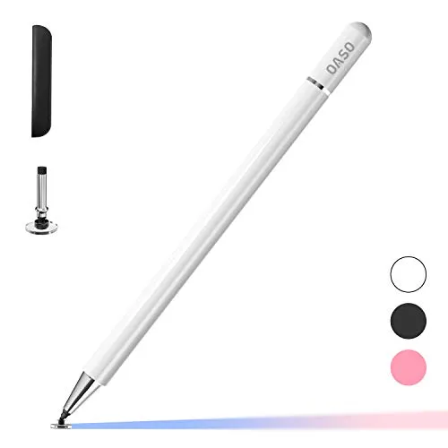 Stylus Touch Eingabestifte, Disco Pencil capacità universale per Tutti i Touchscreen Tablet, Handy Stilo per Apple iPad/Samsung Galaxy/Fire/Chromebook/Laptop/Touch Screen/Telefonen (Weiß)