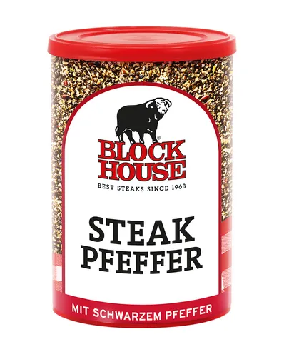 GOURVITA DE BLOCK HOUSE Steakpfeffer 200g - Küchenhelfer für Steakliebhaber, verleiht jedem Stück Fleisch eine harmonisch-pikante Note mit bester Block House Rezeptur.