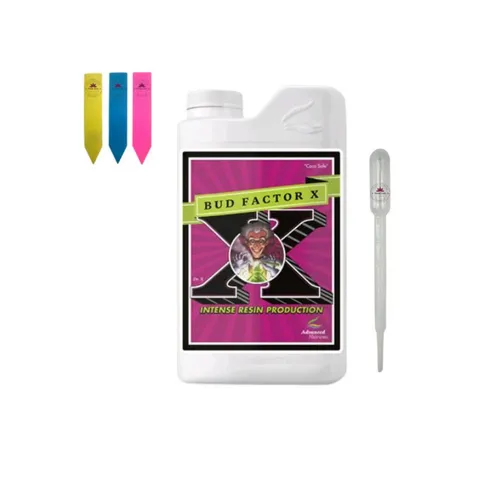 Advanced Nutrients Bud Factor X 250 ml - Hochwertiges Pflanzenhilfsmittel für die Blüte- und Reifephase, unterstützt eine ausgewogene Nährstoffversorgung und ist ideal für Indoor-Gärten und kompakte Systeme. Frei von synthetischen Zusatzstoffen.