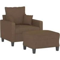 vidaXL Sessel mit Hocker Braun 60 cm Stoff - Couchgarnituren - Bequemer Sessel mit Hocker aus strapazierfähigem Stoff, ideal zum Entspannen und ein echter Blickfang in jedem Raum.