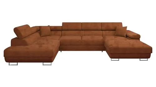 Mirjan24 Ecksofa Torezio Bis mit Bettkasten - Ecksofa mit Schlaffunktion und Bettkasten für zusätzlichen Stauraum, ideal für Wohnzimmer. Freistehendes Design mit einstellbaren Kopfstützen für optimalen Komfort.