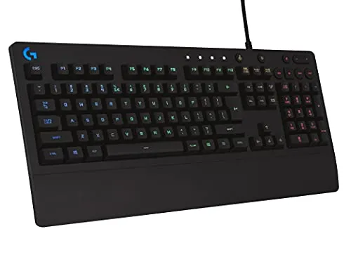 Logitech G213 Prodigy Gaming-Tastatur - RGB-Beleuchtung & Programmierbare G-Tasten - Gaming-Tastatur mit spritzwassergeschütztem Design und integrierter Handballenauflage für ultimativen Komfort und Kontrolle während des Spiels.
