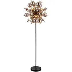 Moderne Stehleuchte mit 48 rauchfarbenen Glaskugeln - Stehleuchte für Wohnzimmer und Schlafzimmer, einzigartiges Design mit Fußtrittschalter und gemütlicher Beleuchtung für stilvolle Akzente in Ihrem Raum.