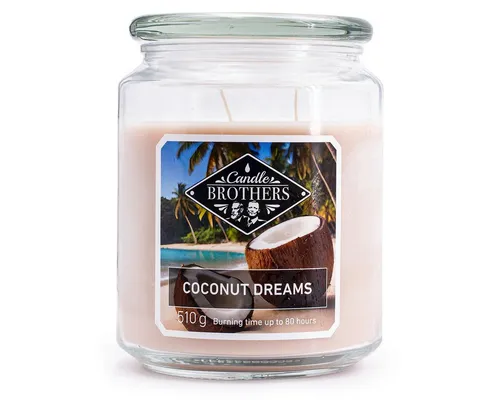 Candle BROTHERS Duftkerze Duftkerze Coconut Dreams 510 g – Exotischer Kokosduft bis zu 80 Stunde (Einzeln, 1-tlg., Einzeln), lange Brenndauer, intensiver Duft