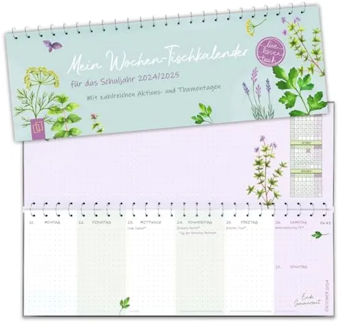 Mein Wochen-Tischkalender für das Schuljahr 2024/2025: Mit zahlreichen Aktions- und Thementagen (live – love – teach)