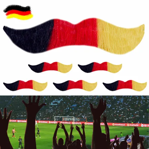 6x Fanbart Bart Deutschland Schnurrbart 10cm Selbstklebend Fußball WM EM Germany