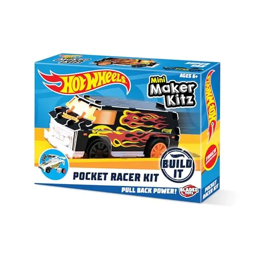 BLADEZ Hot Wheels Toyz Pocket Racer Maker Kitz 1 Pack – Build & Race Mini-Autos – Rückziehmotoren für Turbo-Leistung und einfache Snap-Fit Montage – funktioniert auf Hot-Wheels-Strecken – Farben
