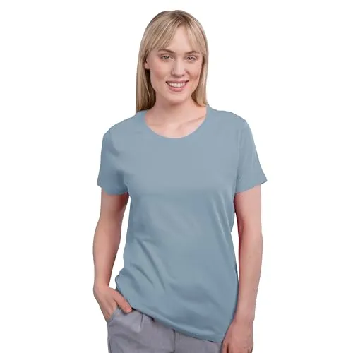 HRM Damen Luxury Roundneck Tee I Premium T-Shirt Damen Rundhalsausschnitt aus 100% Bio-Baumwolle I Basic Shirt Damen bis 60°C waschbar I Hochwertige & nachhaltige Damen-Oberteile