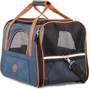 HUND-IST-KÖNIG Tiertransportbox Gr. S, aus Stoff, 44 x 32 x 34cm, faltbar, dunkelblau, Tiere bis 6kg