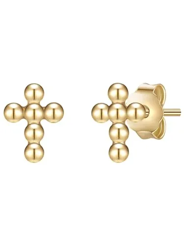 Glanzstücke München Damen Ohrstecker 925/- Sterling Silber - Ohrringe für Damen, gelbvergoldet mit 14 Karat, bieten hohen Tragekomfort durch praktischen Steckverschluss (Ohrring-Höhe ca. 6 mm)