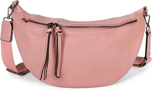 styleBREAKER Damen Halbmond Crossbody Schultertasche - Altrose - Modische Damen-Schultertasche mit abnehmbarem, verstellbarem Schultergurt und 2-Wege Reißverschluss. Ideal für vielseitige Trageoptionen und stylisches Design.