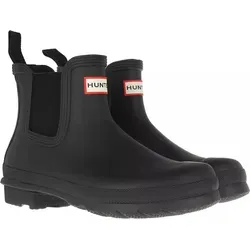 Hunter Damen original Chelsea Bootsschuh, Schwarz - Wasserdichter Gummistiefel - Wanderschuhe, handgefertigter, 100% wasserdichter Chelsea-Stiefel aus hochwertigem Naturkautschuk, ideal für Streetstyle und Festivals, mit komfortabler Plateausohle.
